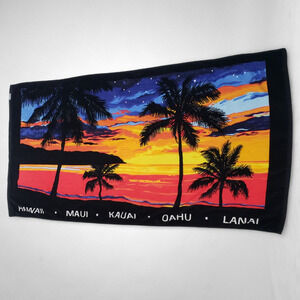 Vintage AJW Inc Beach Towel 30x57 Hawaiian Sunset Islands Colorful Travel Bath